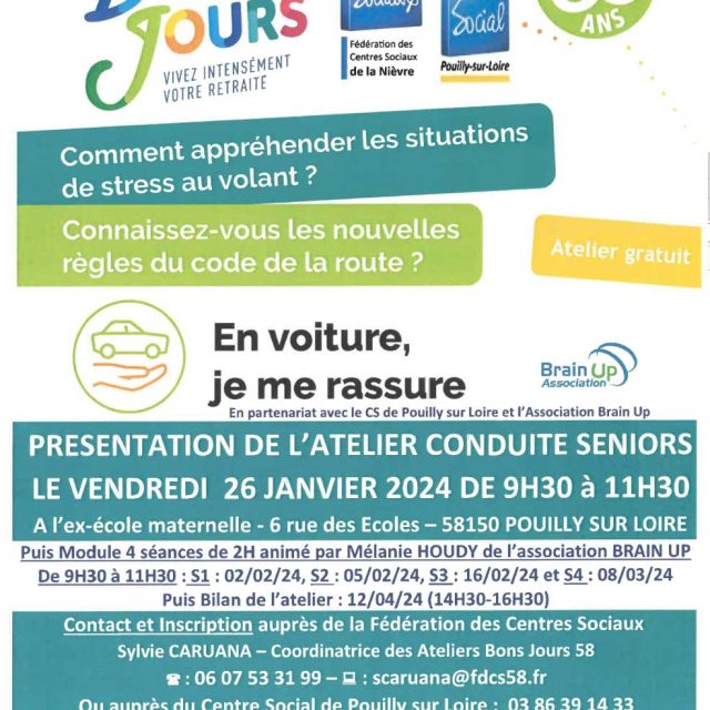 Ateliers seniors : En voiture je me rassure. A partir du 2 février