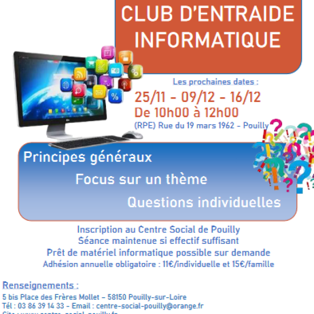 Club d&rsquo;Entraide Informatique Novembre/Décembre 2024