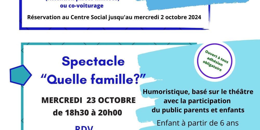 Animations et sortie familiale septembre-octobre 2024