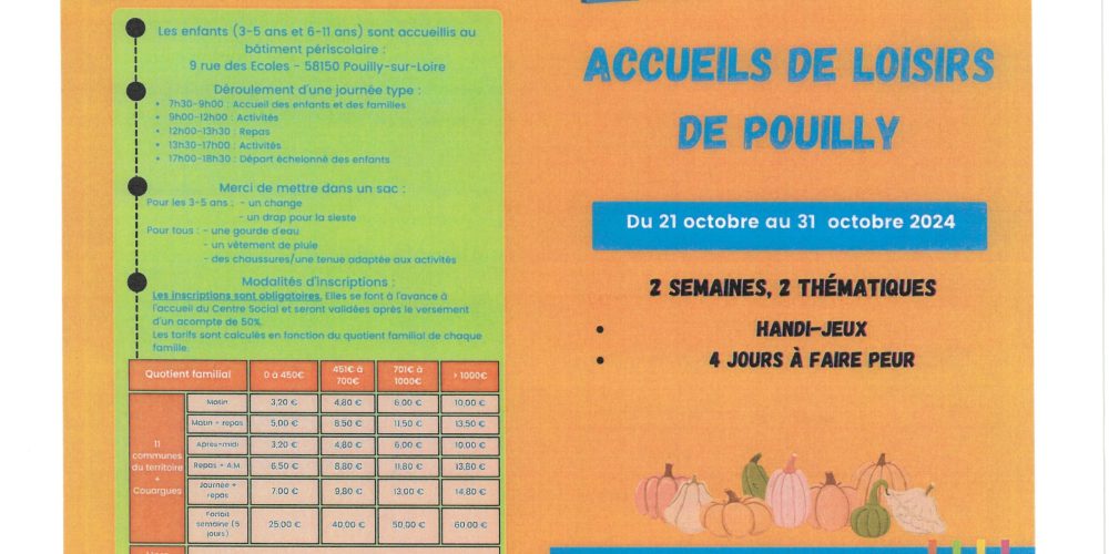 Programme des vacances d’automne