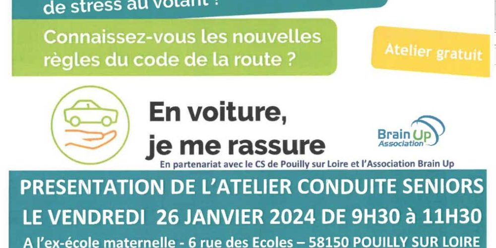 Ateliers seniors : En voiture je me rassure. A partir du 2 février