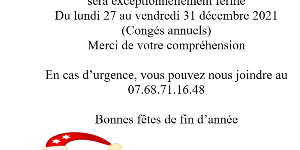 Le centre social sera fermé du 27 au 31 décembre