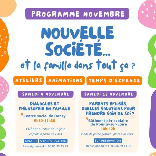 Programme novembre : Nouvelle société&#8230; et la famille dans tout ça ?