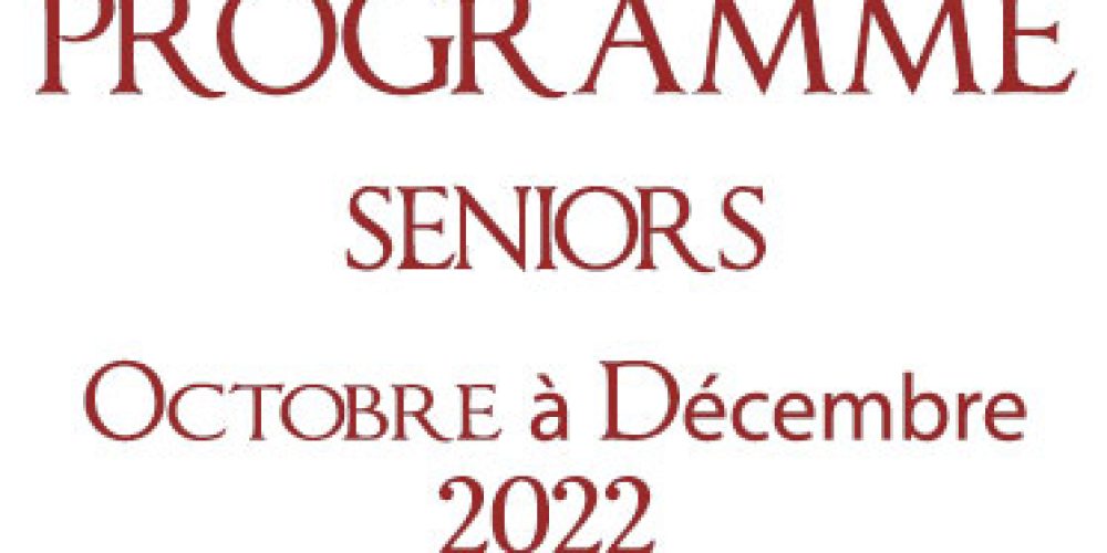 Programme seniors octobre à décembre