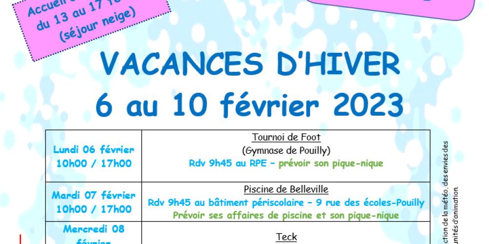 Accueil Jeunes : vacances d’hiver du 6 au 10 février